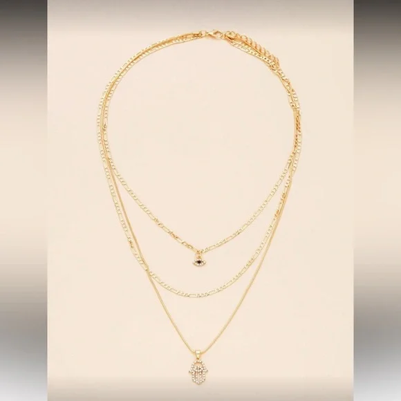 Gold Evil Eye Necklace Set R127 - Picture 3 of 3